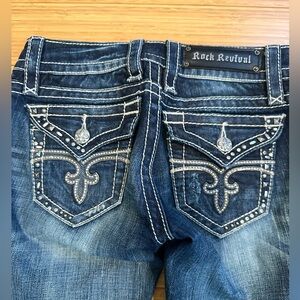 Rock Revival Noell  BootWashed Navy Blue Jeans Size 26